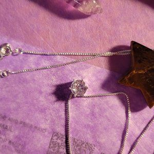 Luxury Solitaire Diamond Box Chain Necklace | 925 & Rhodium